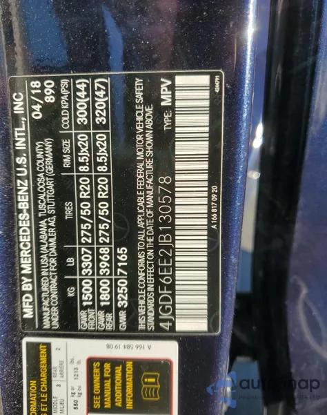 2018 Mercedes-Benz Gls 450 4Matic z USA, uszkodzony, nr VIN 4JGDF6EE2JB130578